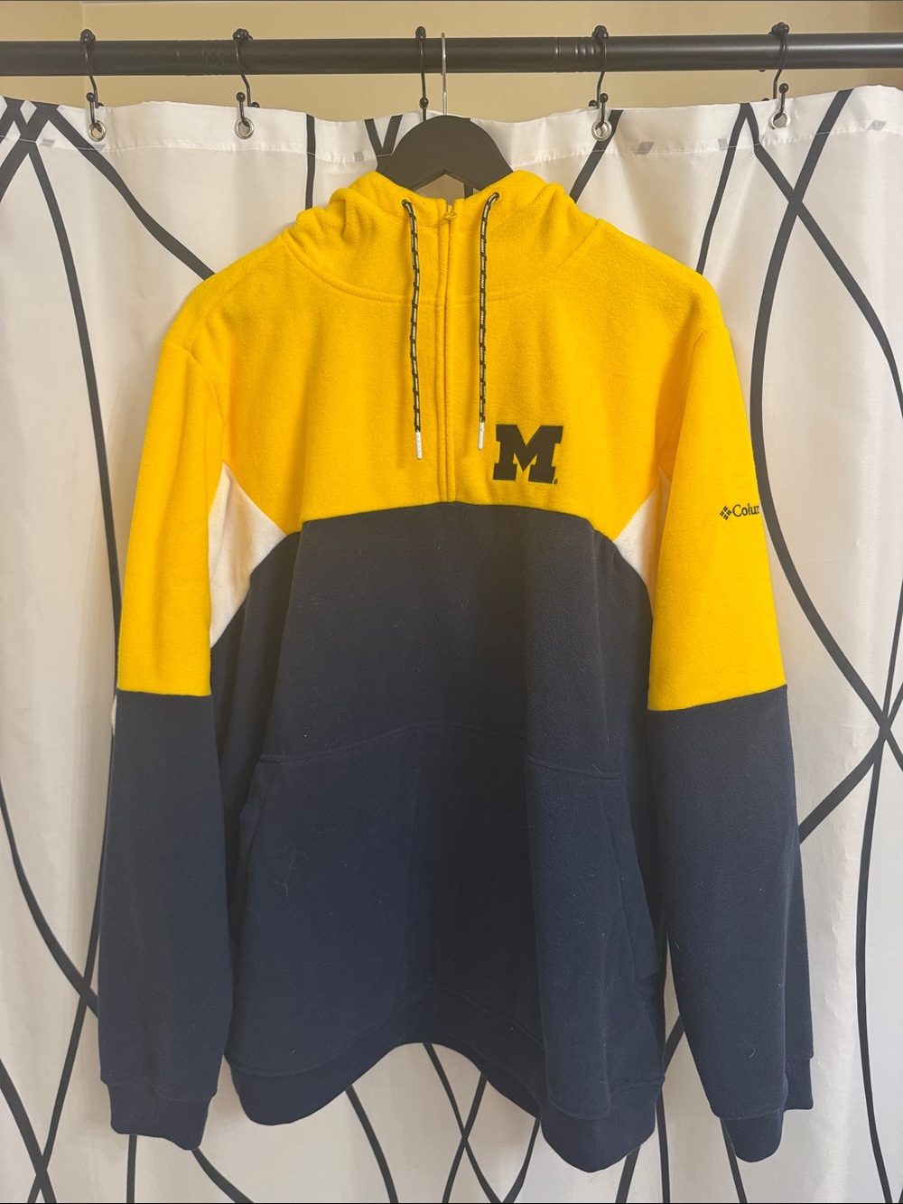 Columbia Yellow and Navy Colorblock Half-Zip Fleece